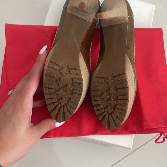 NIB Sergio Zelcer Whisky Olive Distressed Wooden Heel with Rubber Bottom SZ 8 - Picture 4 of 8